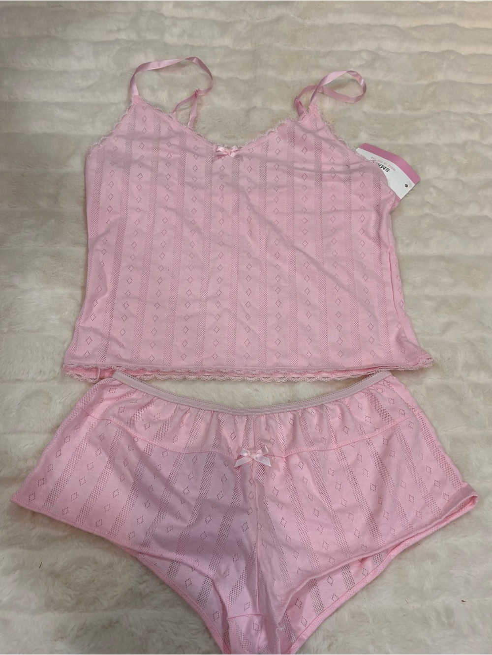 Pink Lace-Trim Cami & Brief Set - Women's Intimates handmade